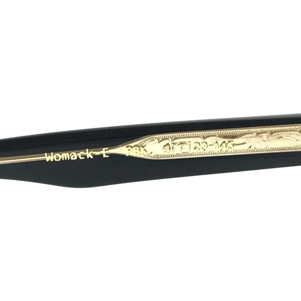 Eyevan Eyeglasses Frames Womack-E PBK Polished Black Gold Horn Rim 45-23-142